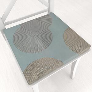 Biante Zamatový štvorcový podsedák Tamara TMR-028 Designové kruhy na modrosivom - 38x38x3 cm
