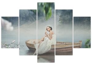 Obraz - Žena na loďke (150x105 cm)
