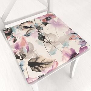 Biante Zamatový štvorcový podsedák Tamara TMR-050 Abstraktné fialové kvety na smotanovom - 38x38x3 cm