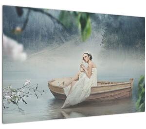 Obraz - Žena na loďke (90x60 cm)