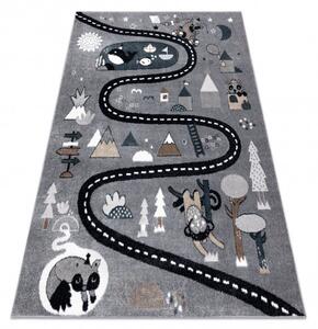 Dywany Łuszczów Detský kusový koberec Fun Route Street animals grey - 180x270 cm
