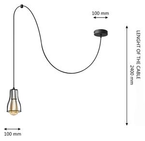 Luster na lanku TUBE LONG 1xE27/15W/230V čierna/chróm
