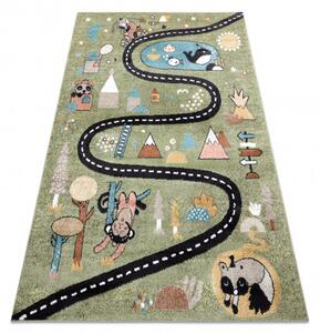 Dywany Łuszczów Detský kusový koberec Fun Route Street animals green - 80x150 cm