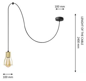 Luster na lanku TUBE LONG 1xE27/15W/230V čierna/zlatá