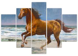 Obraz koňa na pláži (150x105 cm)