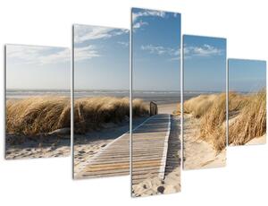 Obraz - Piesočná pláž na ostrove Langeoog, Nemecko (150x105 cm)