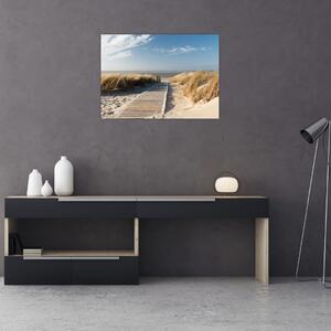 Obraz - Piesočná pláž na ostrove Langeoog, Nemecko (70x50 cm)
