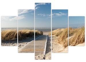Obraz - Piesočná pláž na ostrove Langeoog, Nemecko (150x105 cm)