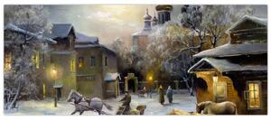 Obraz - Zimná dedinka (120x50 cm)