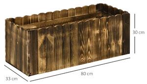 Vyvýšený záhon, opaľované drevo, 80 x 33 x 30 cm