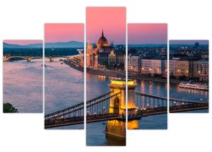 Obraz - Panorama mesta, Budapešť, Maďarsko (150x105 cm)