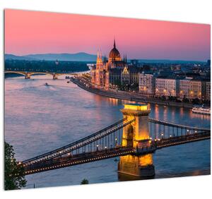 Sklenený obraz - Panorama mesta, Budapešť, Maďarsko (70x50 cm)