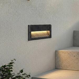 Lucande LED nástenné svietidlo Tavion, 25 cm, antracitová, IP65, Čierna, Hliník, Moderný, Zapustené hranaté