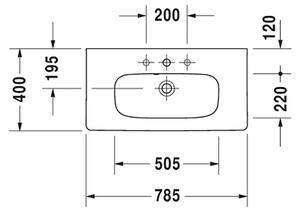 Duravit DuraStyle - Umývadlo do nábytku 785x400 mm, s prepadom, biela 2337780000