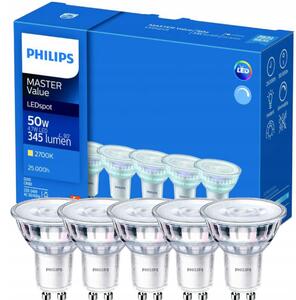 5x LED žiarovka Philips GU10 - 4,7 W - 345lm - 2700K