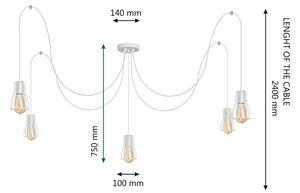 Luster na lanku TUBE LONG 5xE27/10W/230V biela