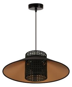 Duolla - Luster na lanku RIO RATTAN 1xE27/15W/230V pr. 45 cm čierna/zlatá