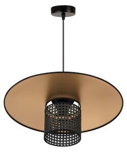 Duolla - Luster na lanku TOKYO RATTAN 1xE27/15W/230V pr. 50 cm zlatá/čierna