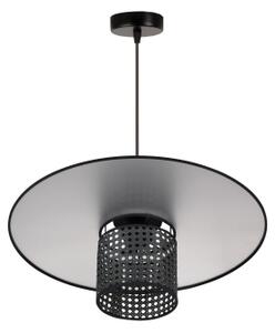 Duolla - Luster na lanku TOKYO RATTAN 1xE27/15W/230V pr. 50 cm čierna/strieborná