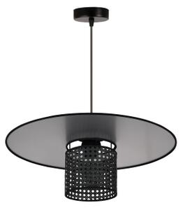 Duolla - Luster na lanku TOKYO RATTAN 1xE27/15W/230V pr. 50 cm čierna/strieborná