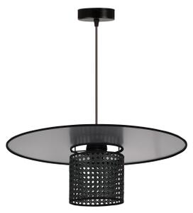 Duolla - Luster na lanku TOKYO RATTAN 1xE27/15W/230V pr. 50 cm čierna/strieborná