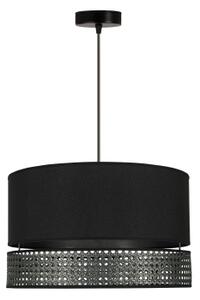 Duolla - Luster na lanku DOUBLE RATTAN 1xE27/15W/230V pr. 40 cm čierna