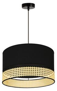 Duolla - Luster na lanku DOUBLE RATTAN 1xE27/15W/230V pr. 40 cm čierna/béžová