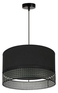 Duolla - Luster na lanku DOUBLE RATTAN 1xE27/15W/230V pr. 40 cm čierna