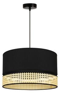 Duolla - Luster na lanku DOUBLE RATTAN 1xE27/15W/230V pr. 40 cm čierna/béžová