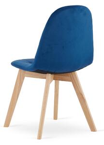Modrá zamatová jedálenská stolička BORA