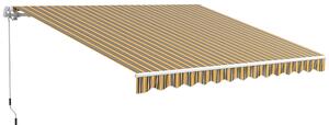 OUTSUNNY Výsuvná ručná markíza s nastaviteľným sklonom hliník 350 x 300 cm žlto-čierna