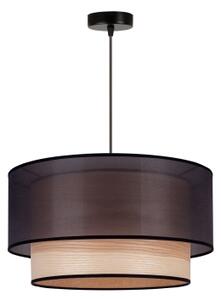 Duolla - Luster na lanku WOOD BOHO 1xE27/15W/230V pr. 45 cm čierna/béžová