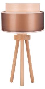 Duolla - Stolná lampa WOOD BOHO 1xE27/15W/230V pr. 25 cm medená/hnedá/béžová