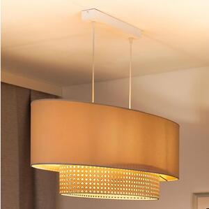Duolla - Luster na lanku DOUBLE OVAL RATTAN 2xE27/15W/230V krémová/ratan