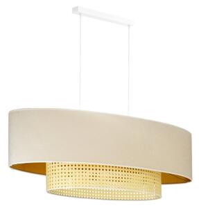 Duolla - Luster na lanku DOUBLE OVAL RATTAN 2xE27/15W/230V krémová/ratan