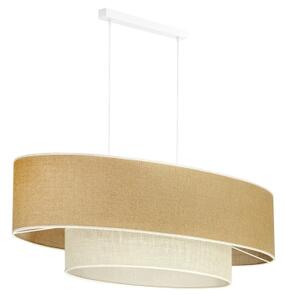 Duolla - Luster na lanku DOUBLE OVAL YUTE 2xE27/15W/230V hnedá/krémová