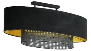 Duolla - Prisadený luster DOUBLE OVAL RATTAN 2xE27/15W/230V čierna/ratan