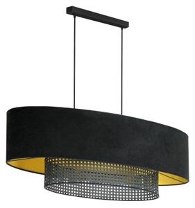 Duolla - Luster na lanku DOUBLE OVAL RATTAN 2xE27/15W/230V čierna/ratan
