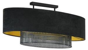 Duolla - Prisadený luster DOUBLE OVAL RATTAN 2xE27/15W/230V čierna/ratan