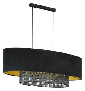 Duolla - Luster na lanku DOUBLE OVAL RATTAN 2xE27/15W/230V čierna/ratan