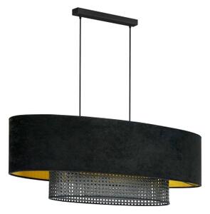 Duolla - Luster na lanku DOUBLE OVAL RATTAN 2xE27/15W/230V čierna/ratan