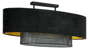 Duolla - Prisadený luster DOUBLE OVAL RATTAN 2xE27/15W/230V čierna/ratan