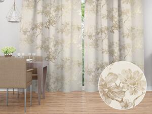 Biante Zamatový záves Isabela Flower IBL-022 Zlaté kvety na smotanovom - šírka 135 cm 135x140 cm