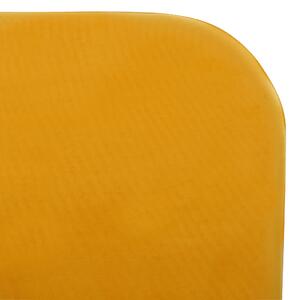Posteľ žltá čalúnená zamatová 140 x 200 cm čalúnené čelo zlaté nohy lamelový rošt minimalistický dizajn