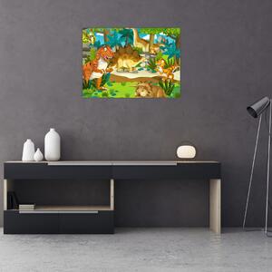 Sklenený obraz - Dinosauria (70x50 cm)
