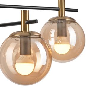 Luster na tyči LILOU 4xE14/5W/230V zlatá/čierna/dymová béžová
