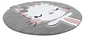 Dywany Łuszczów Detský kusový koberec Petit Kitty cat grey kruh - 120x120 (priemer) kruh cm