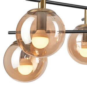 Luster na tyči LILOU 6xE14/5W/230V zlatá/čierna/dymová béžová
