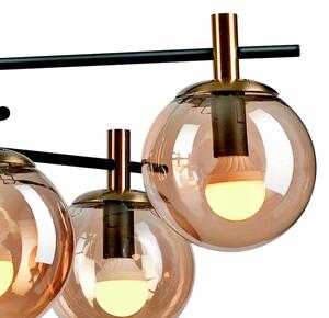 Luster na tyči LILOU 6xE14/5W/230V zlatá/čierna/dymová béžová