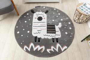 Dywany Łuszczów Detský kusový koberec Petit Lama grey kruh - 160x160 (priemer) kruh cm